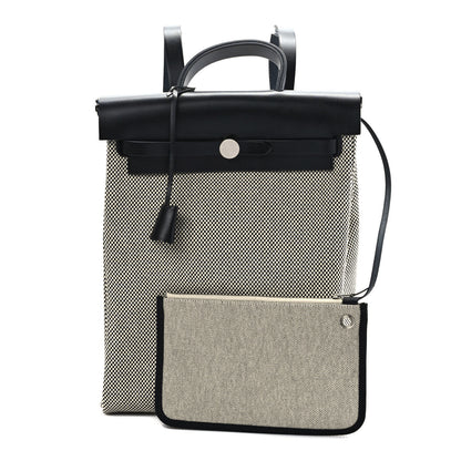Hermes Criss Viking Vache Hunter Herbag a Dos Zip Retourne Backpack Ecru Black 1 of 8
