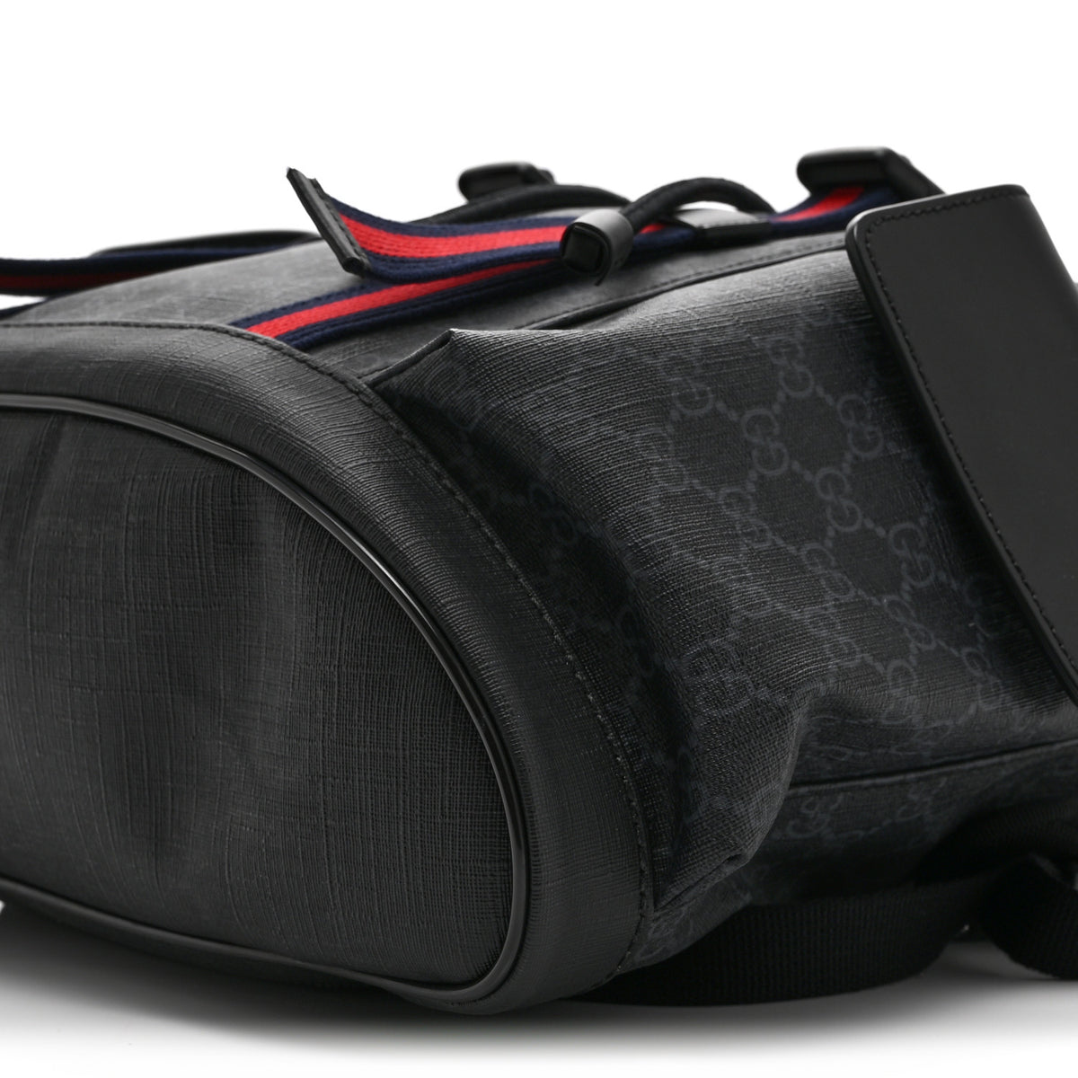 Gucci Soft GG Supreme Monogram Calfskin Web Double Buckle Backpack Black 10 of 10