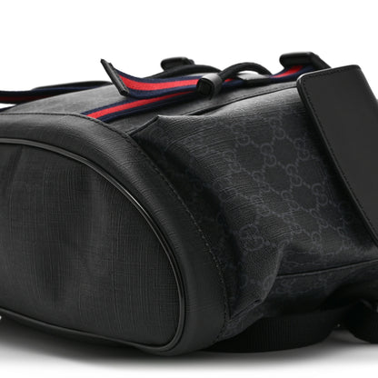 Gucci Soft GG Supreme Monogram Calfskin Web Double Buckle Backpack Black 10 of 10