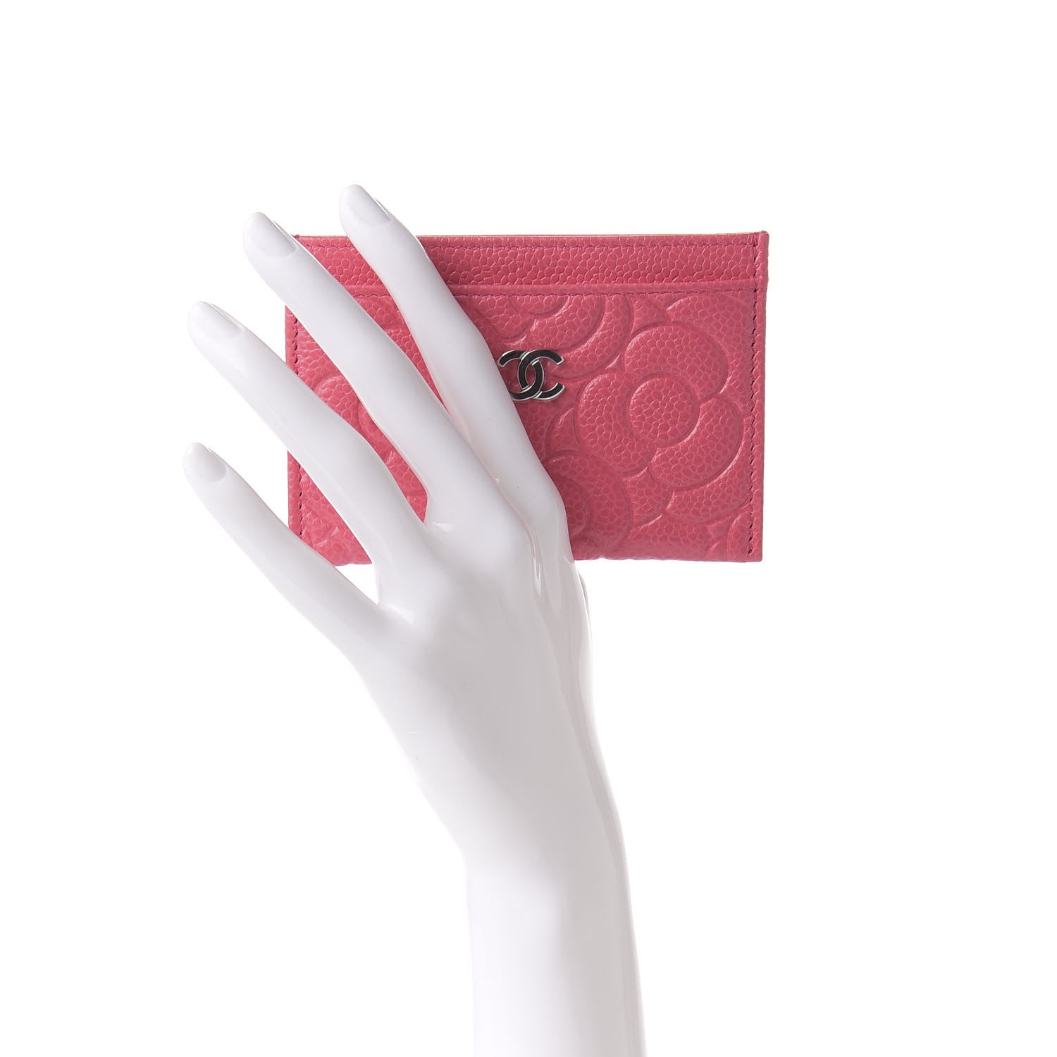 Chanel Caviar Camellia Embossed Card Holder Pink 2 of 7