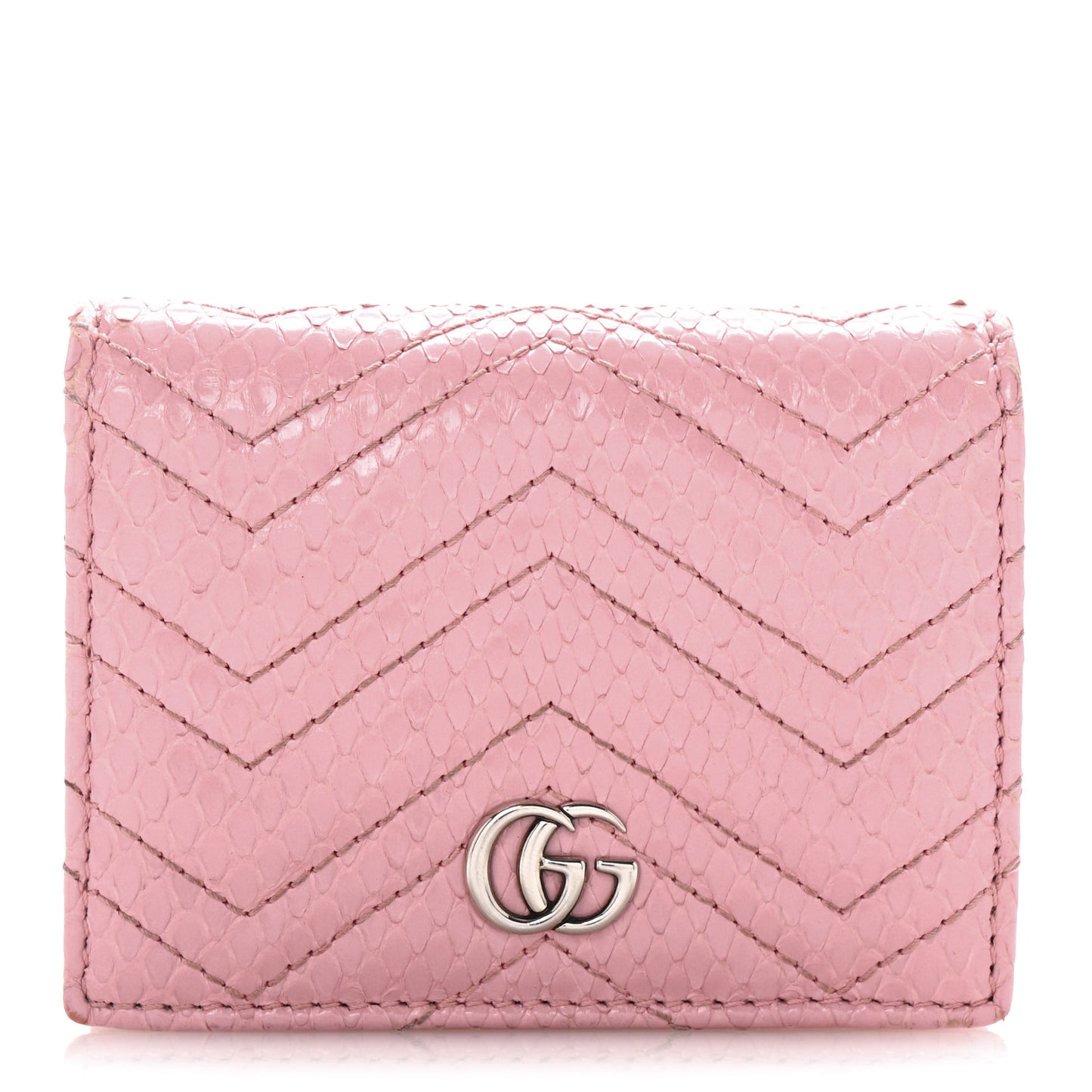 Snakeskin GG Marmont Card Case Wallet Perfect Pink