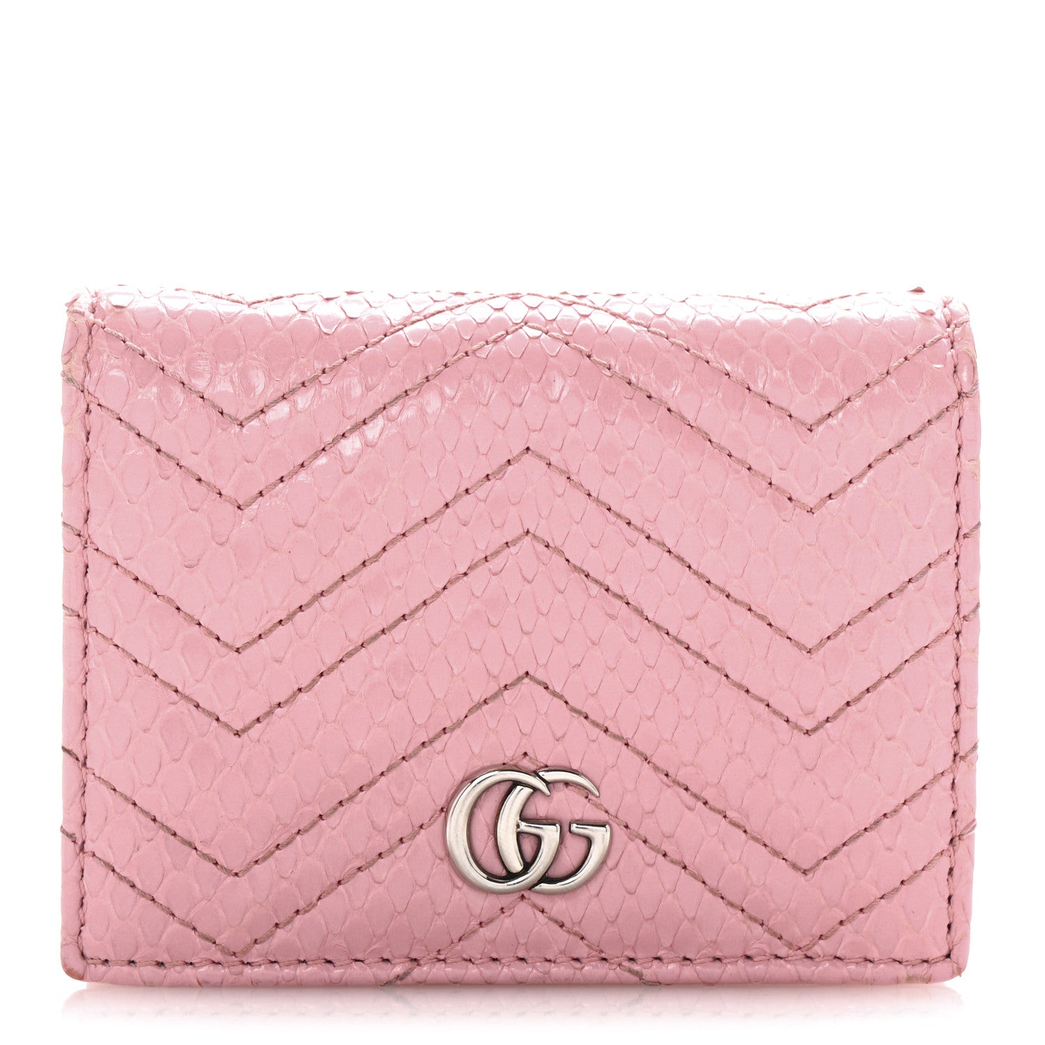 Gucci Snakeskin GG Marmont Card Case Wallet Perfect Pink 1 of 8