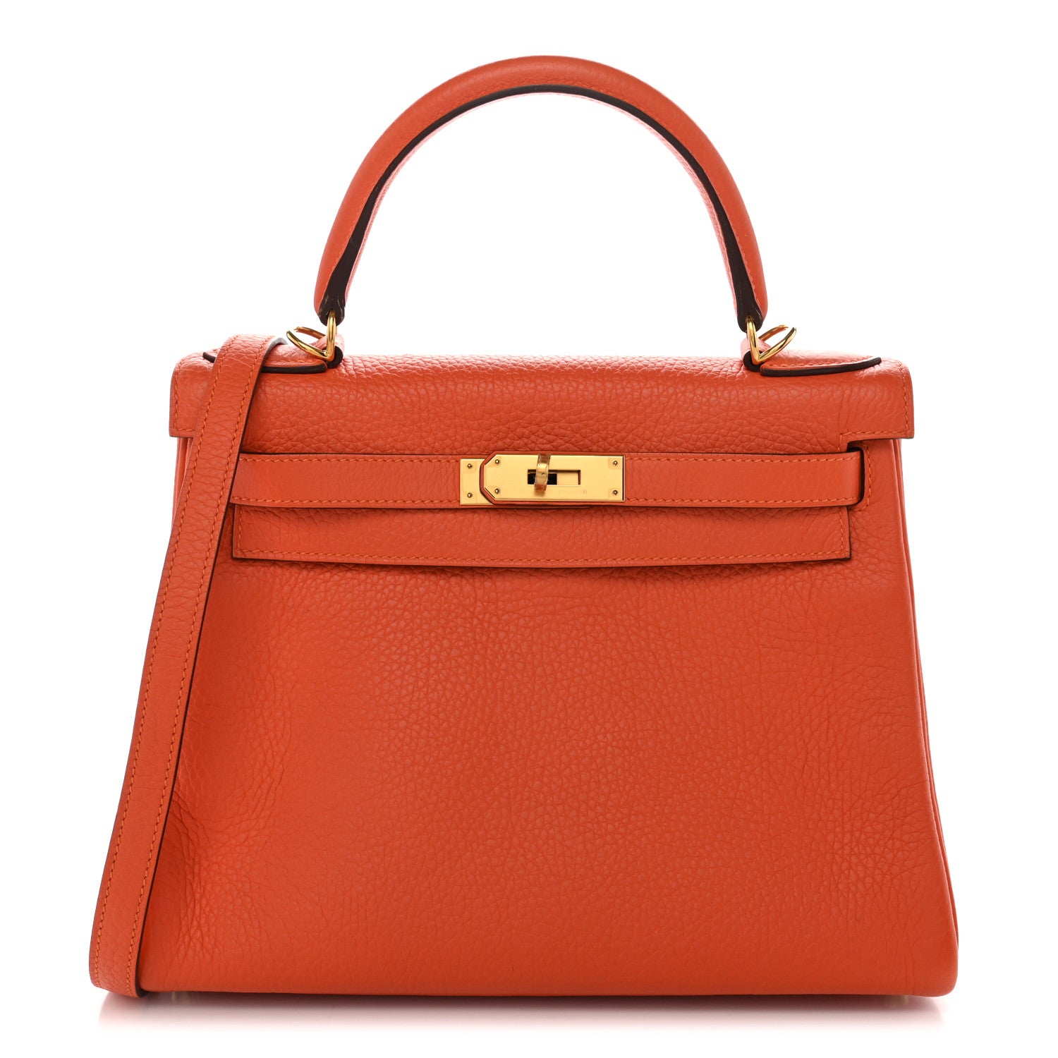 Hermes Taurillon Clemence Kelly Retourne 28 Orange 1 of 12