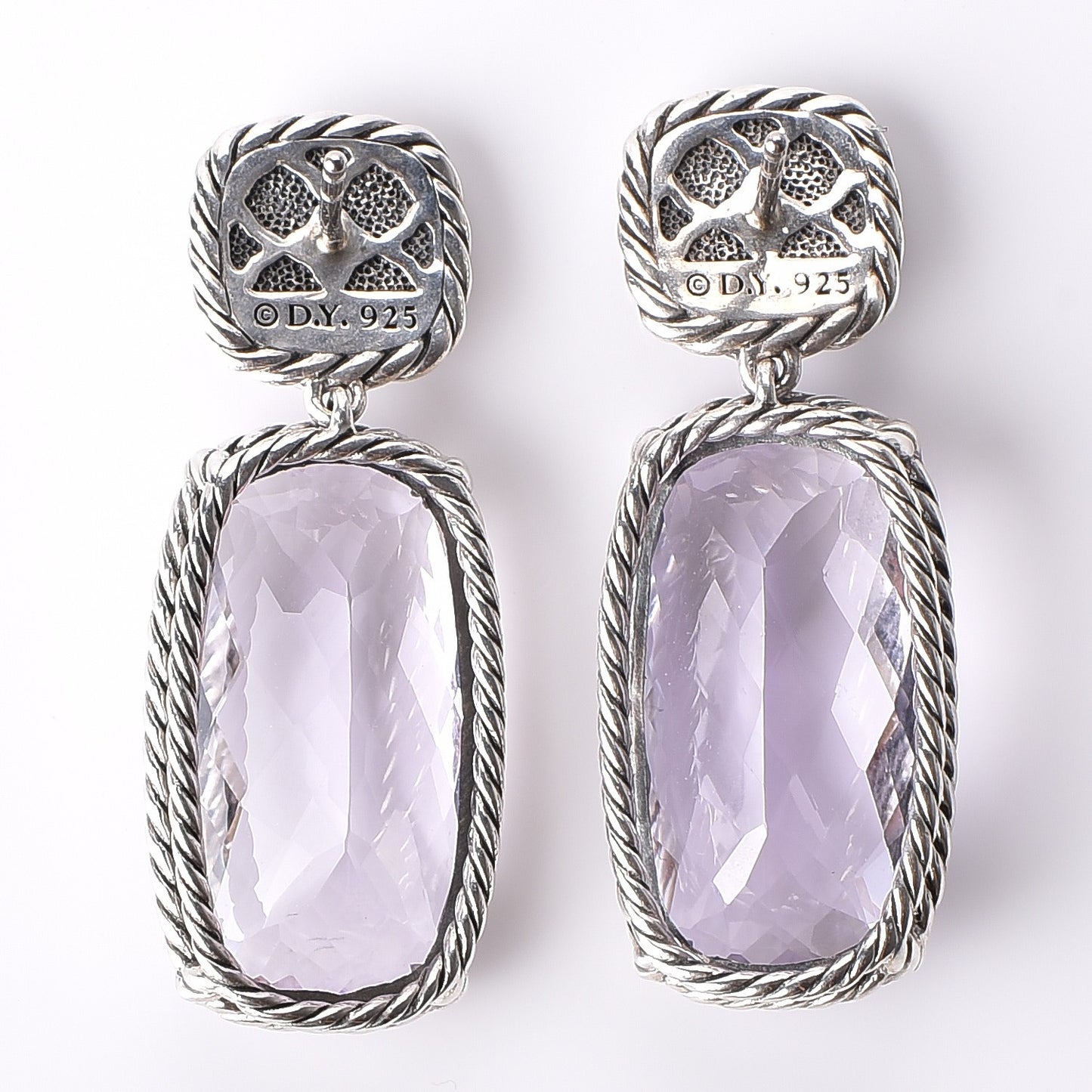 Sterling Silver Lavender Amethyst 36mm Chatelaine Drop Earrings