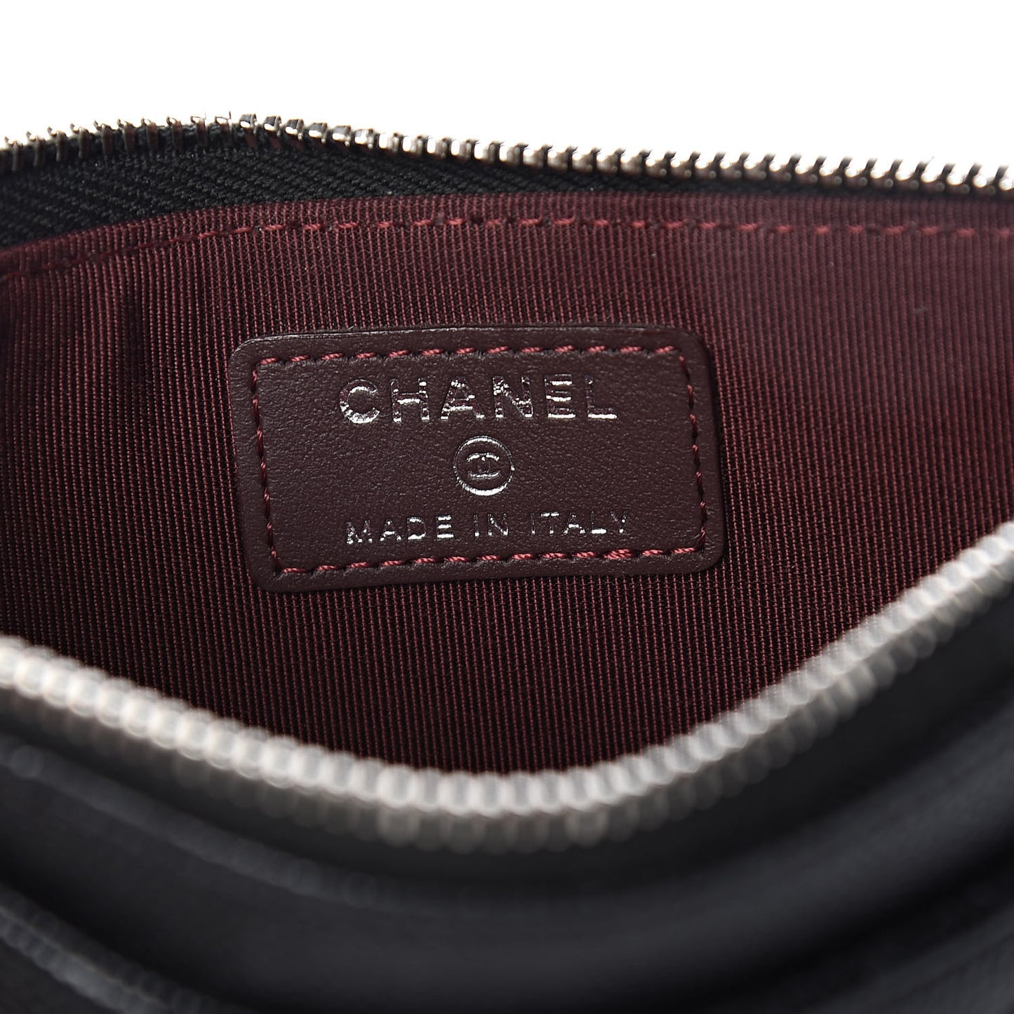 Caviar Chevron Quilted Zip Pouch Black