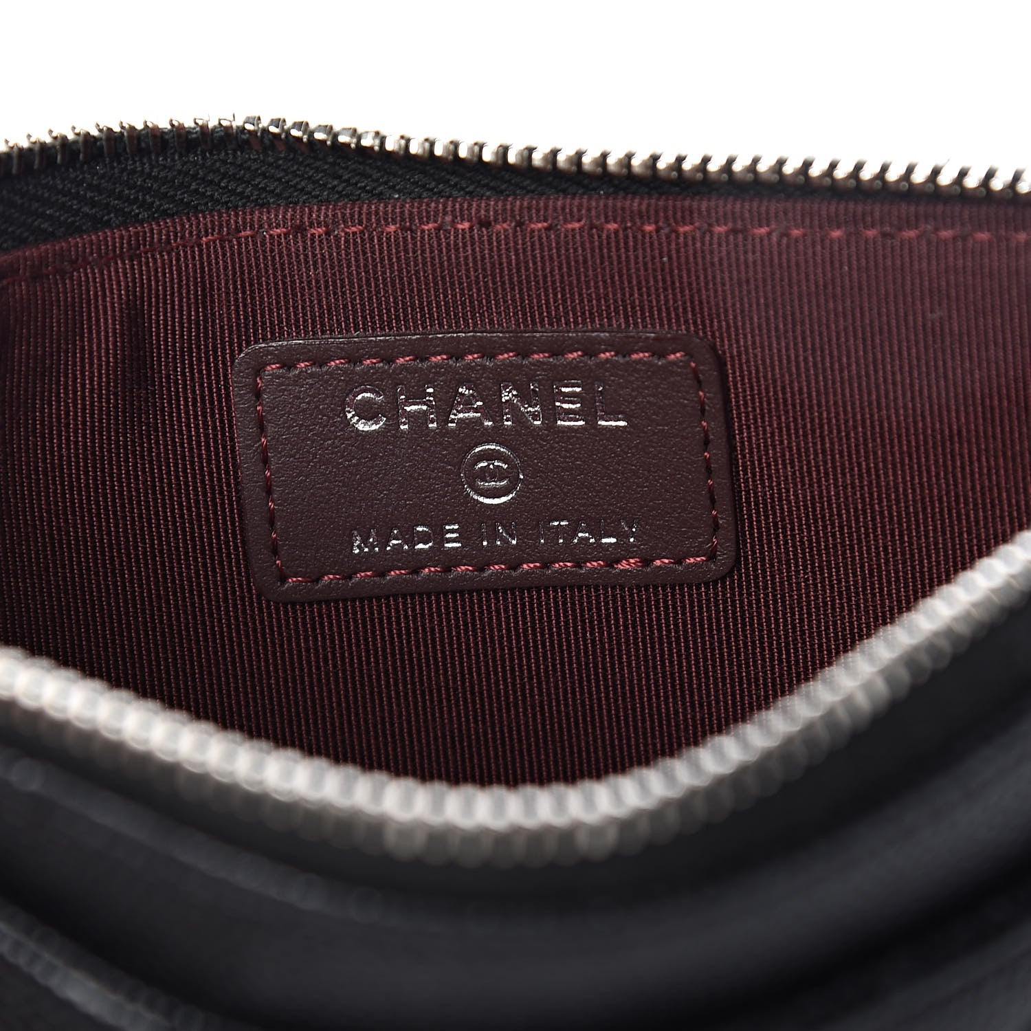 Chanel Caviar Chevron Quilted Zip Pouch Black 6 of 8