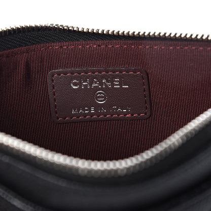 Chanel Caviar Chevron Quilted Zip Pouch Black 6 of 8