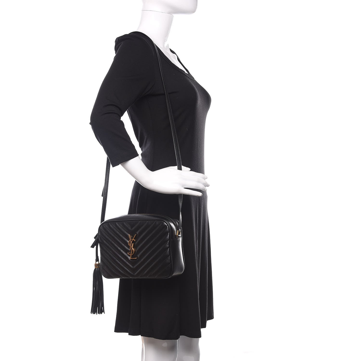 Saint Laurent Calfskin Matelasse Monogram Lou Camera Bag Black 2 of 10