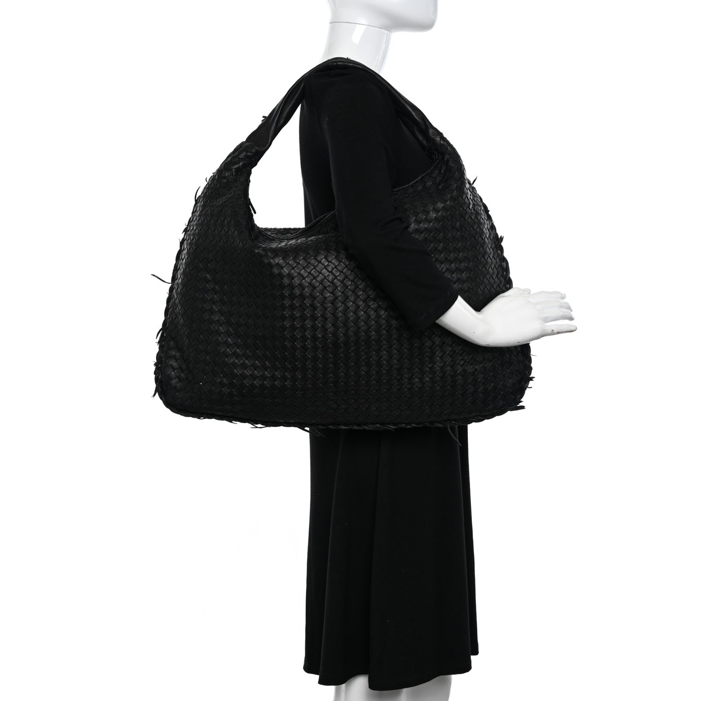 Nappa Intrecciato Fuzzy Maxi Veneta Hobo Black
