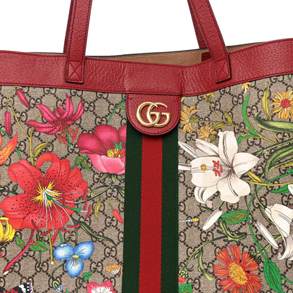 Gucci GG Supreme Monogram Flora Web Large Ophidia Tote Red 7 of 12
