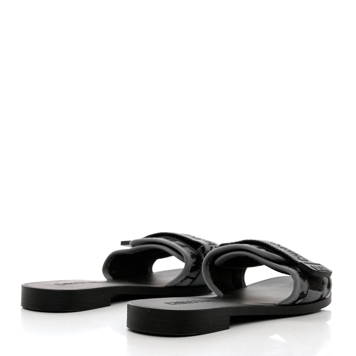 Technical Stretch Fabric Leopard Dio(r)evolution Slide Sandals 38 Grey