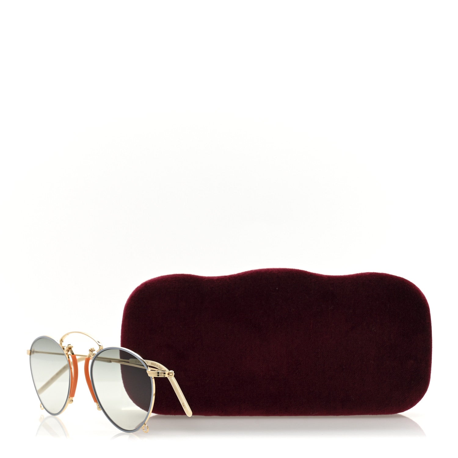 Gucci Metal Round Sunglasses GG1034S Gold Light Blue 8 of 8