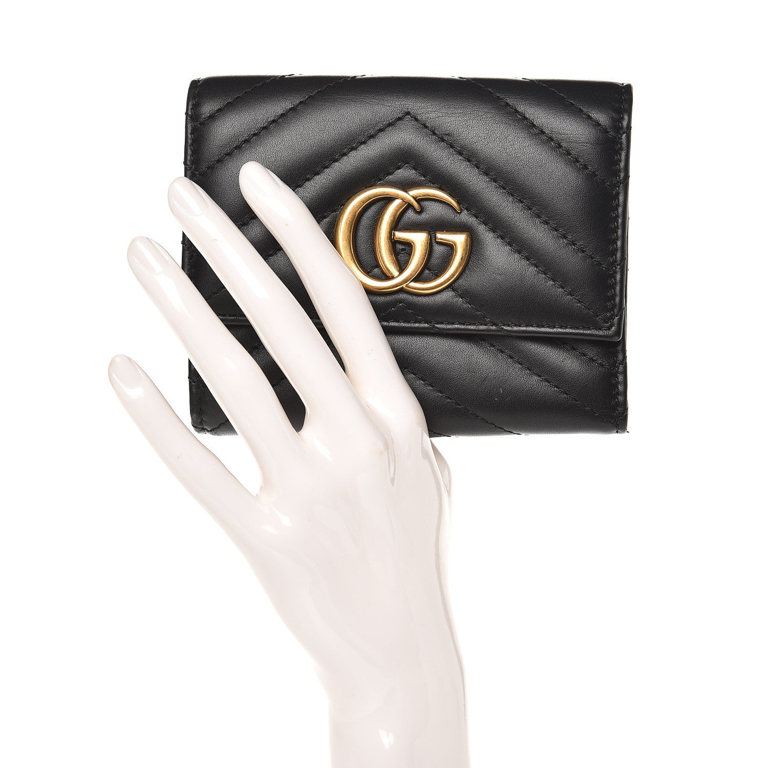 Gucci Calfskin Matelasse GG Marmont Wallet Black 2 of 10