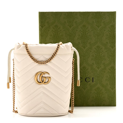Gucci Calfskin Matelasse Mini GG Marmont 2.0 Bucket Bag White 11 of 11