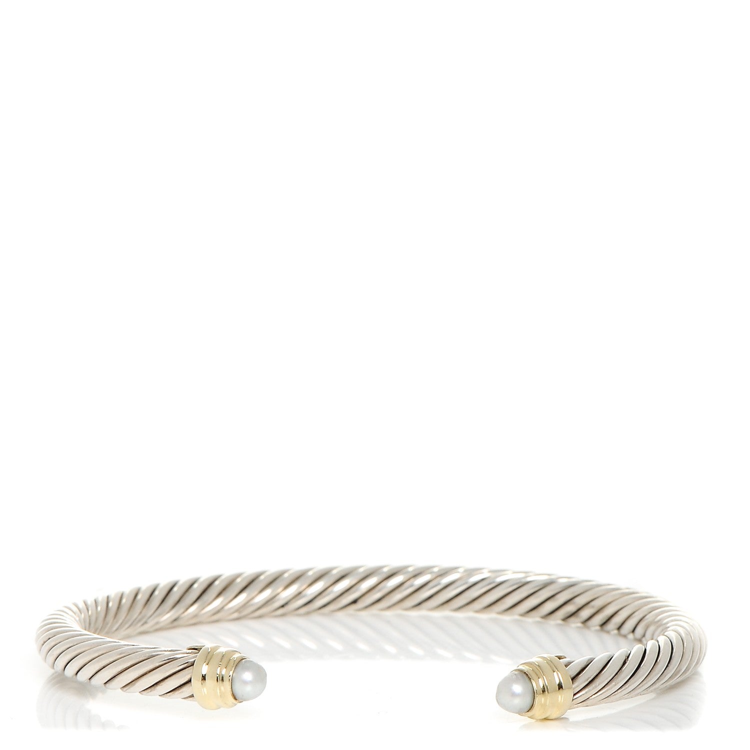 David Yurman Sterling Silver 14K Yellow Gold Pearl 5mm Cable Classics Petite Color Bracelet 1 of 5