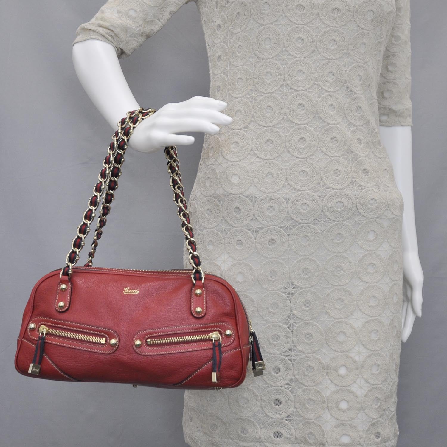 Gucci Leather Capri Small Bowler Red 2 of 11