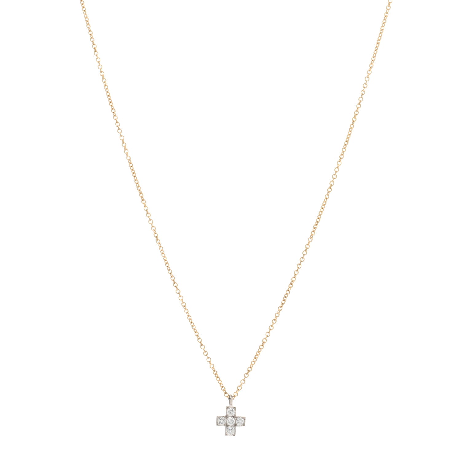Tiffany 18K Yellow Gold Platinum Diamond Cruciform Cross Pendant Necklace 1 of 4