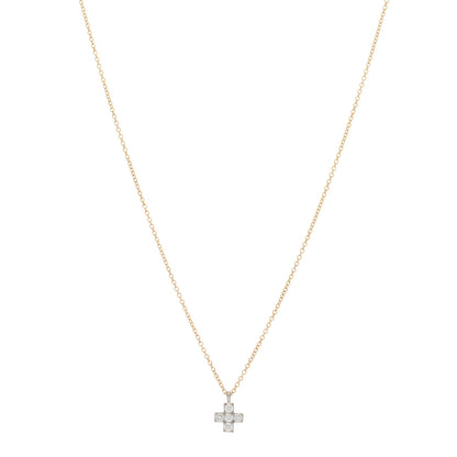 Tiffany 18K Yellow Gold Platinum Diamond Cruciform Cross Pendant Necklace 1 of 4