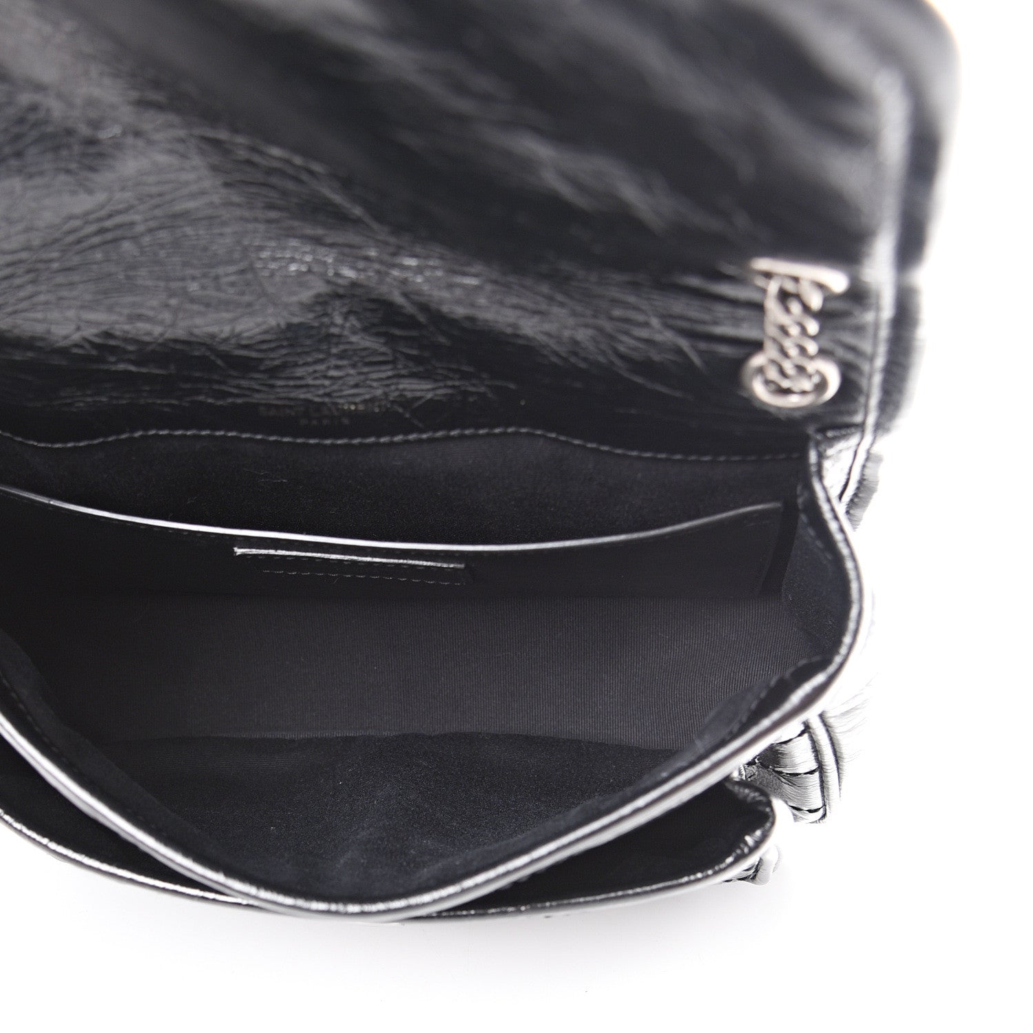 Saint Laurent Crinkled Calfskin Matelasse Monogram Baby Niki Chain Satchel Black 4 of 9