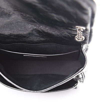 Saint Laurent Crinkled Calfskin Matelasse Monogram Baby Niki Chain Satchel Black 4 of 9