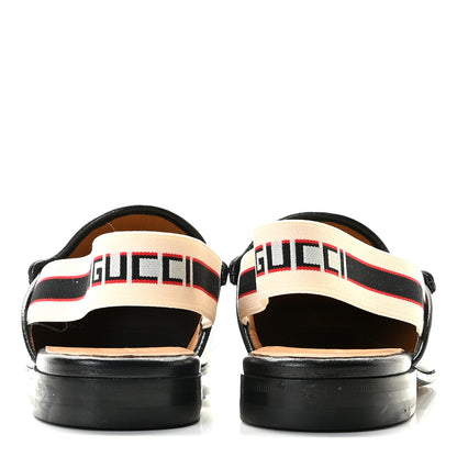 Gucci Goatskin Stripe Mens Horsebit Slingback Slippers 9 Black 5 of 9