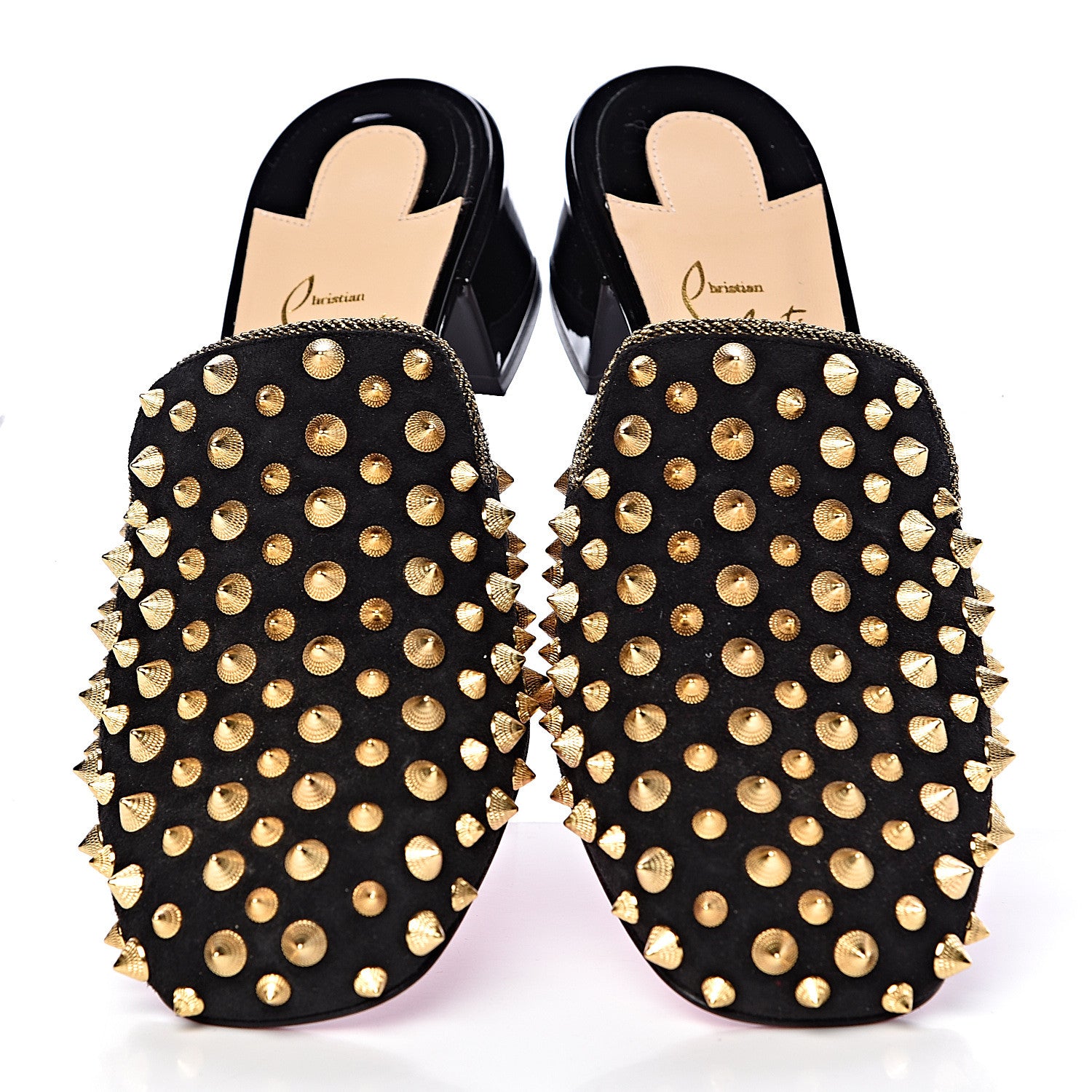 Christian Louboutin Suede Spikes Mulaconka 35 Mules 36 Black 5 of 9