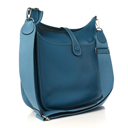 Hermes Taurillon Clemence Evelyne III GM Blue Jean 3 of 9
