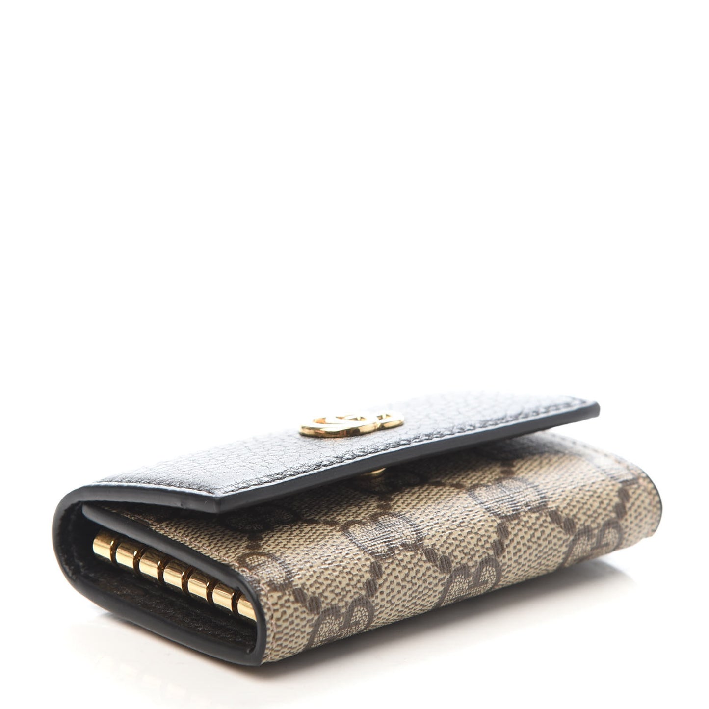 Dollar Calfskin GG Supreme Monogram GG Marmont 6 Key Holder Case Black Beige Ebony
