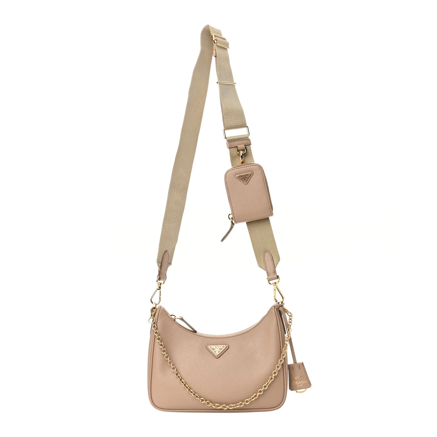 Saffiano Re-Edition 2005 Shoulder Bag Cammeo Beige