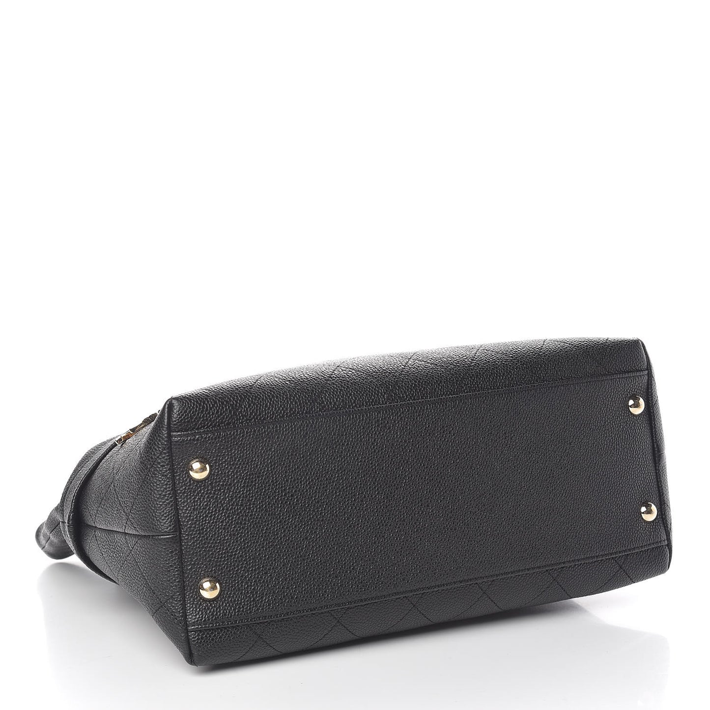 Crumpled Grained Calfskin Zip and Carry Shopping Tote Black