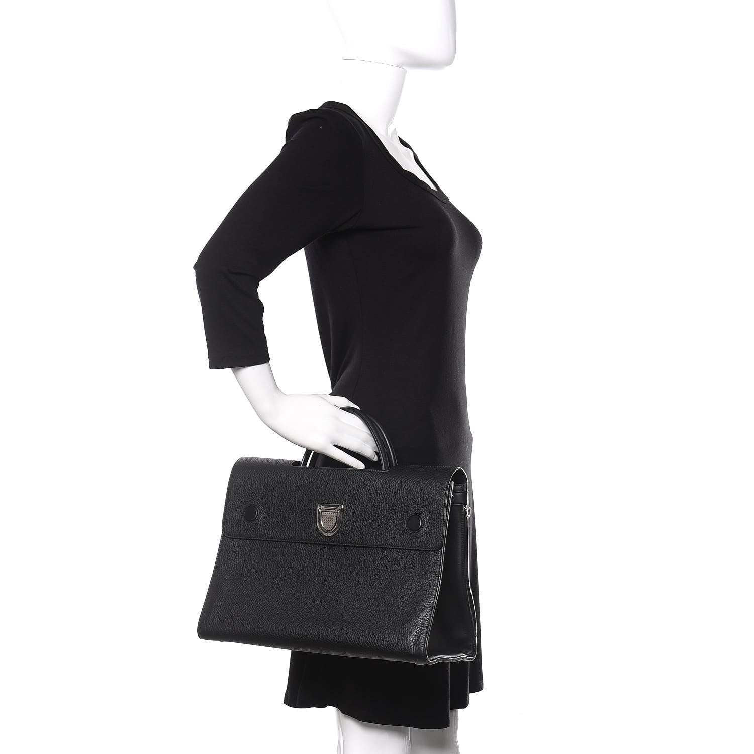Christian Dior Grained Calfskin Large Diorever Flap Black 2 of 9