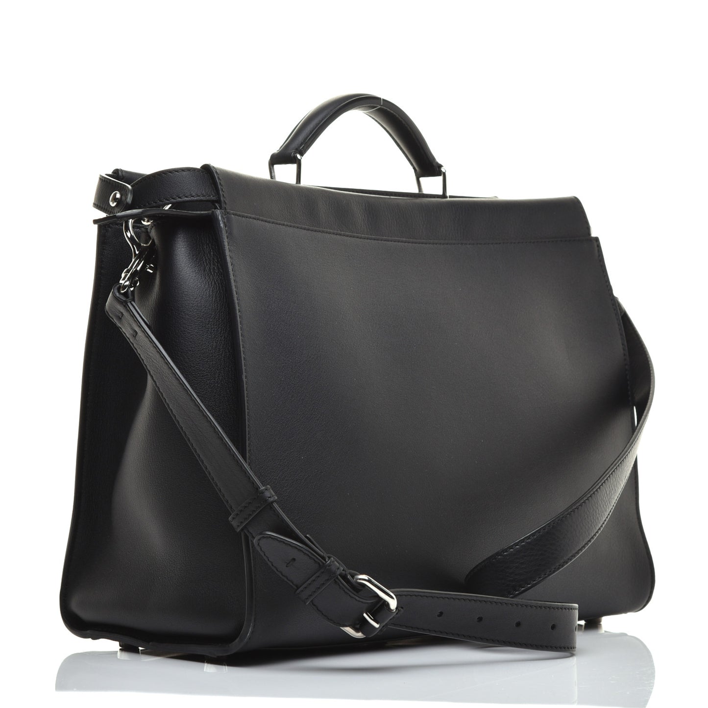 Calfskin Monster Eyes Large Mens Peekaboo Iconic Essential Satchel Black