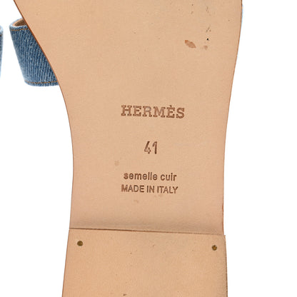 Hermes Denim Canvas Oran Sandals 41 Bleu Clair 6 of 9