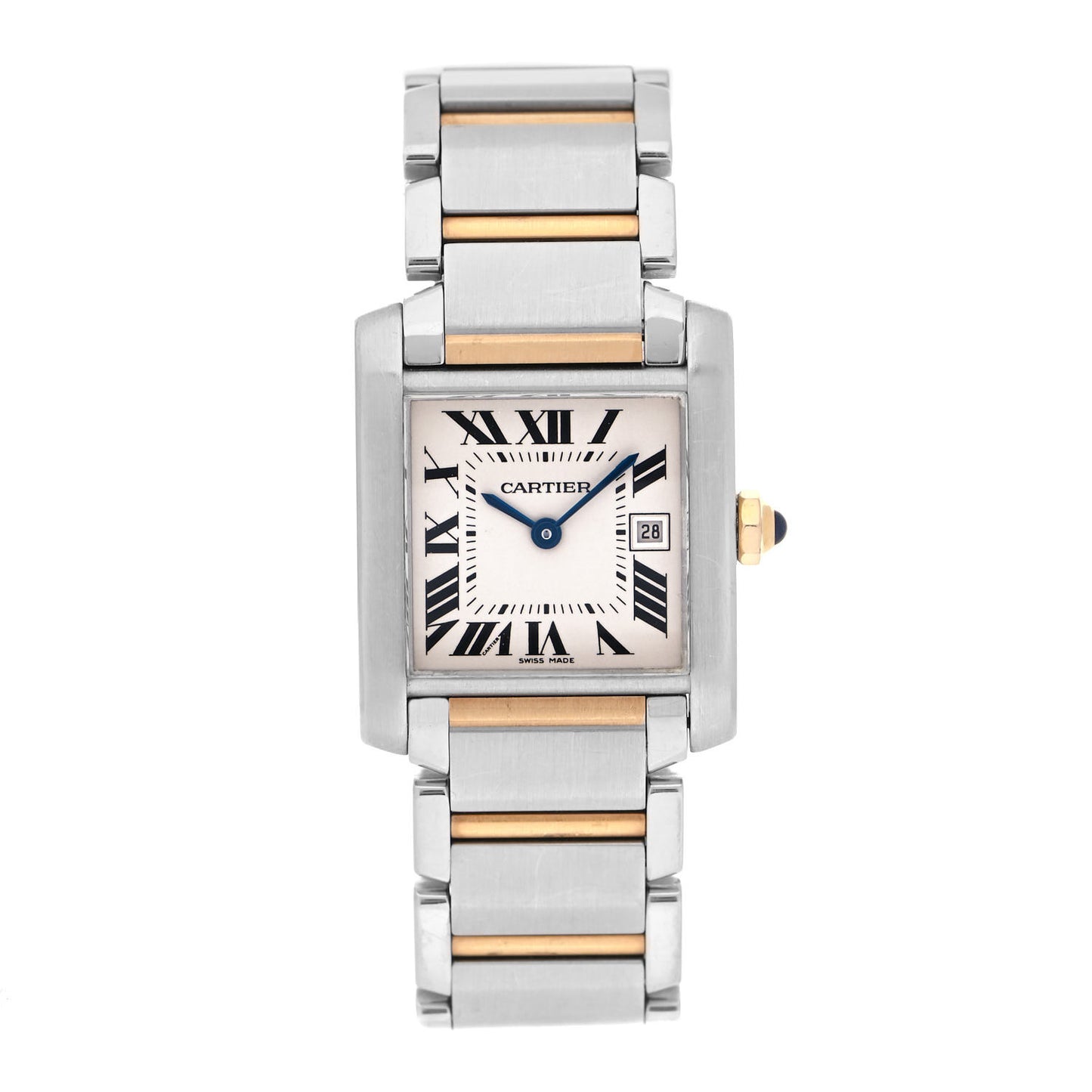 Stainless Steel 18K Yellow Gold 25mm Tank Francaise Quartz Watch