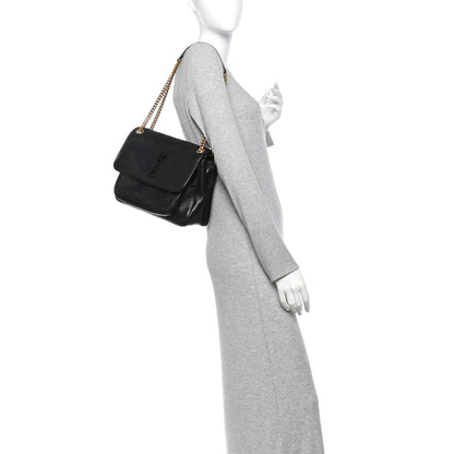 Saint Laurent Lambskin Matelasse Monogram Medium Niki Chain Satchel Black 2 of 10