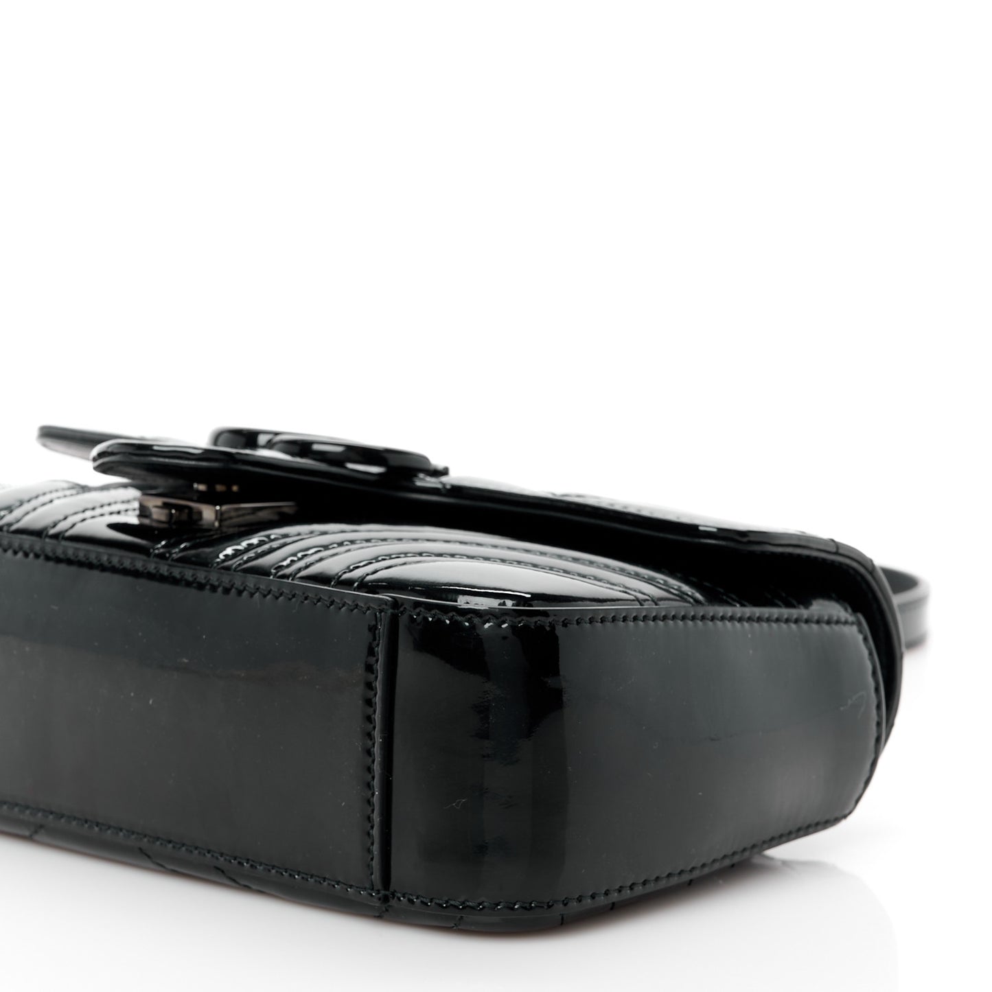 Patent Lambskin Matelasse Monochrome Mini GG Marmont Shoulder Bag Black