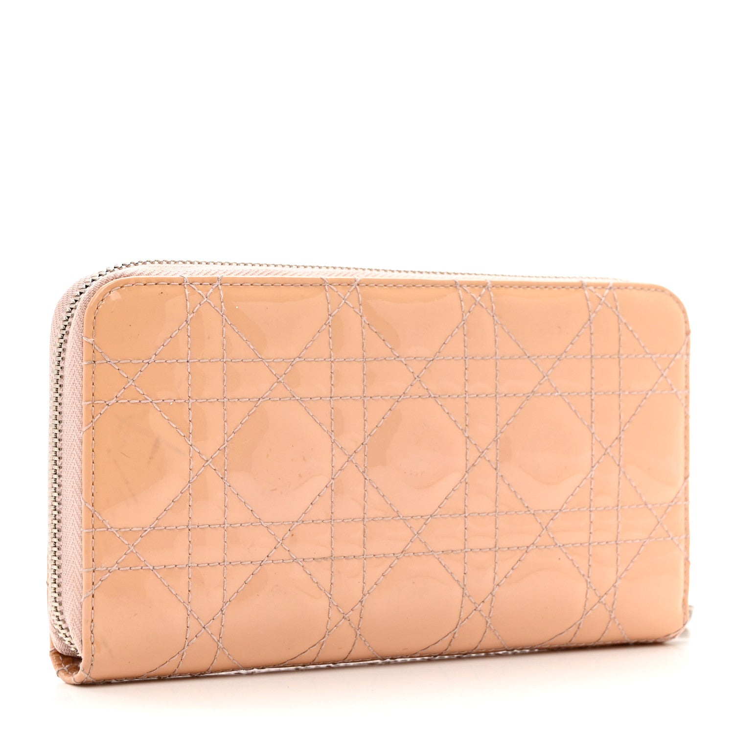 Christian Dior Patent Cannage Lady Dior Continental Zip Wallet Pink 3 of 7