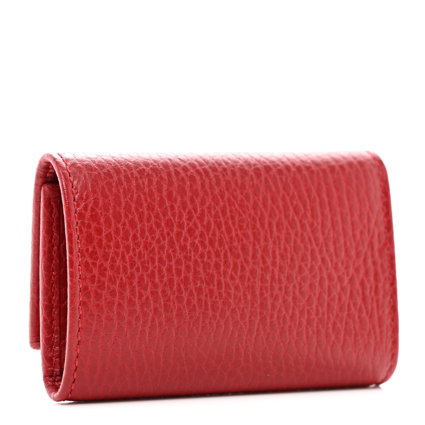 Pebbled Calfskin GG Marmont 6 Key Holder Hibiscus Red
