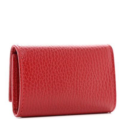 Gucci Pebbled Calfskin GG Marmont 6 Key Holder Hibiscus Red 3 of 8
