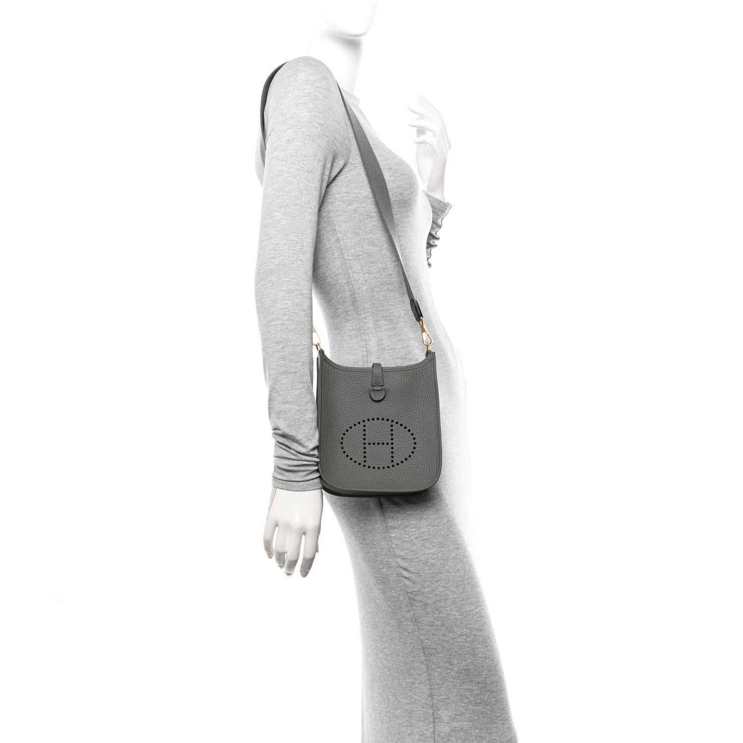 Hermes Taurillon Clemence Evelyne TPM Gris Meyer 2 of 11