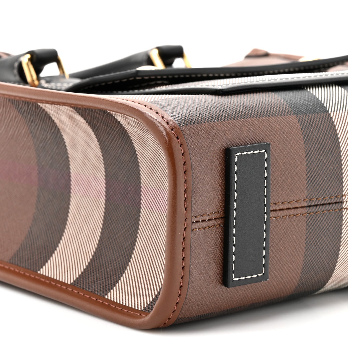 E-Canvas Check Calfskin Mini Freya Tote Dark Birch Brown