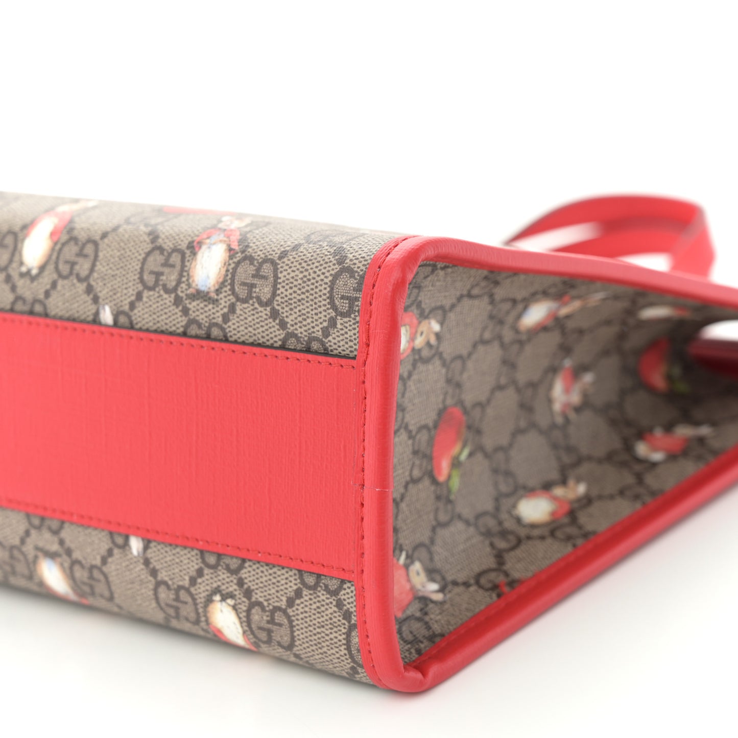 X Peter Rabbit GG Supreme Monogram Rabbit Apple Childrens Tote Beige Ebony Multicolor Bright Hibiscus