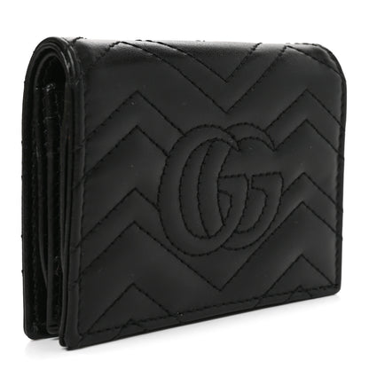 Gucci Calfskin Matelasse GG Marmont Card Case Wallet Black 3 of 8
