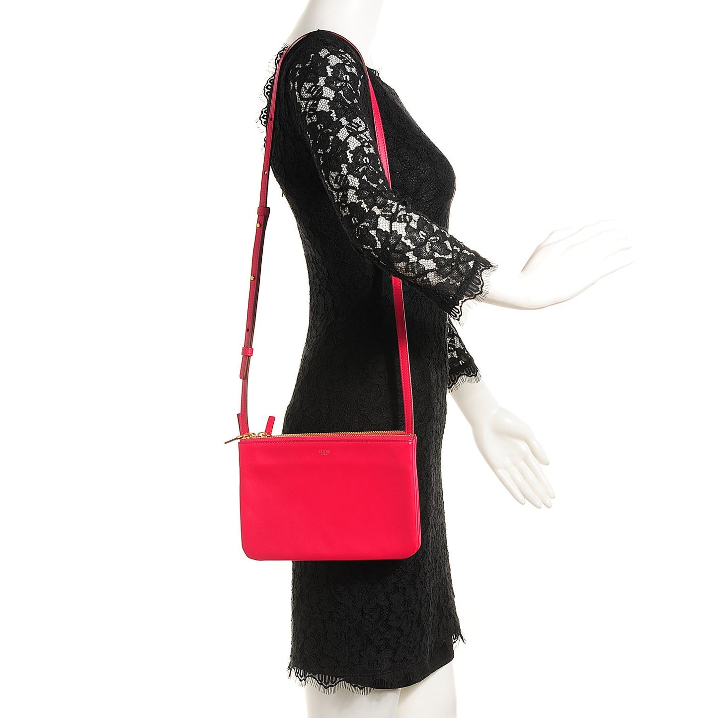 Lambskin Small Trio Crossbody Bag Fuchsia