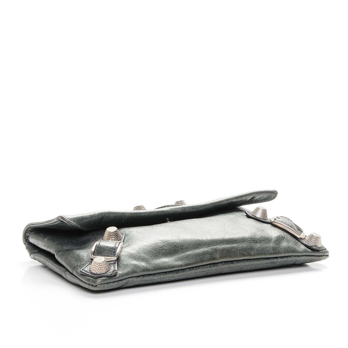 Agneau Giant 21 Silver Hardware Envelope Clutch Anthracite