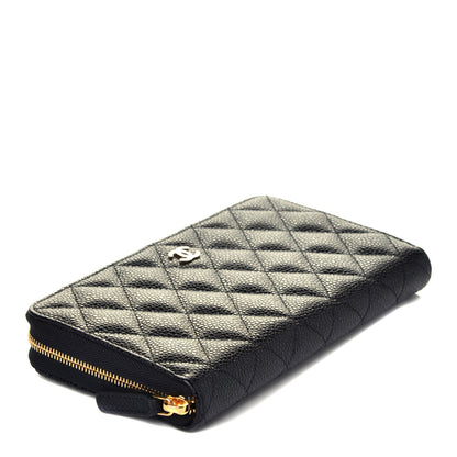 Chanel Caviar Quilted Large Gusset Zip Around Wallet Black 8 of 17