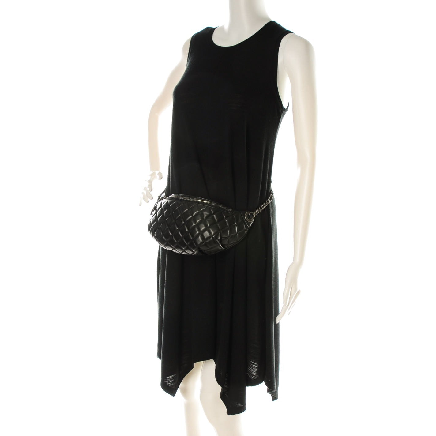Chanel Lambskin Quilted Banane Waist Bag Fanny Pack Black 2 of 7