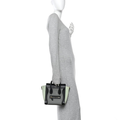 Celine Baby Grained Calfskin Nano Tri-Color Luggage Zinc Almond 2 of 12