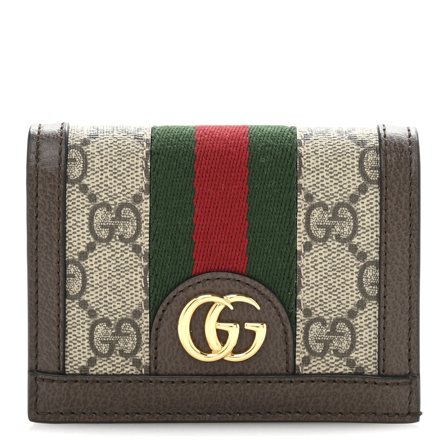 GG Supreme Monogram Web Ophidia Card Case Beige New Acero