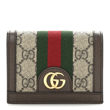 Gucci GG Supreme Monogram Web Ophidia Card Case Beige New Acero 1 of 9